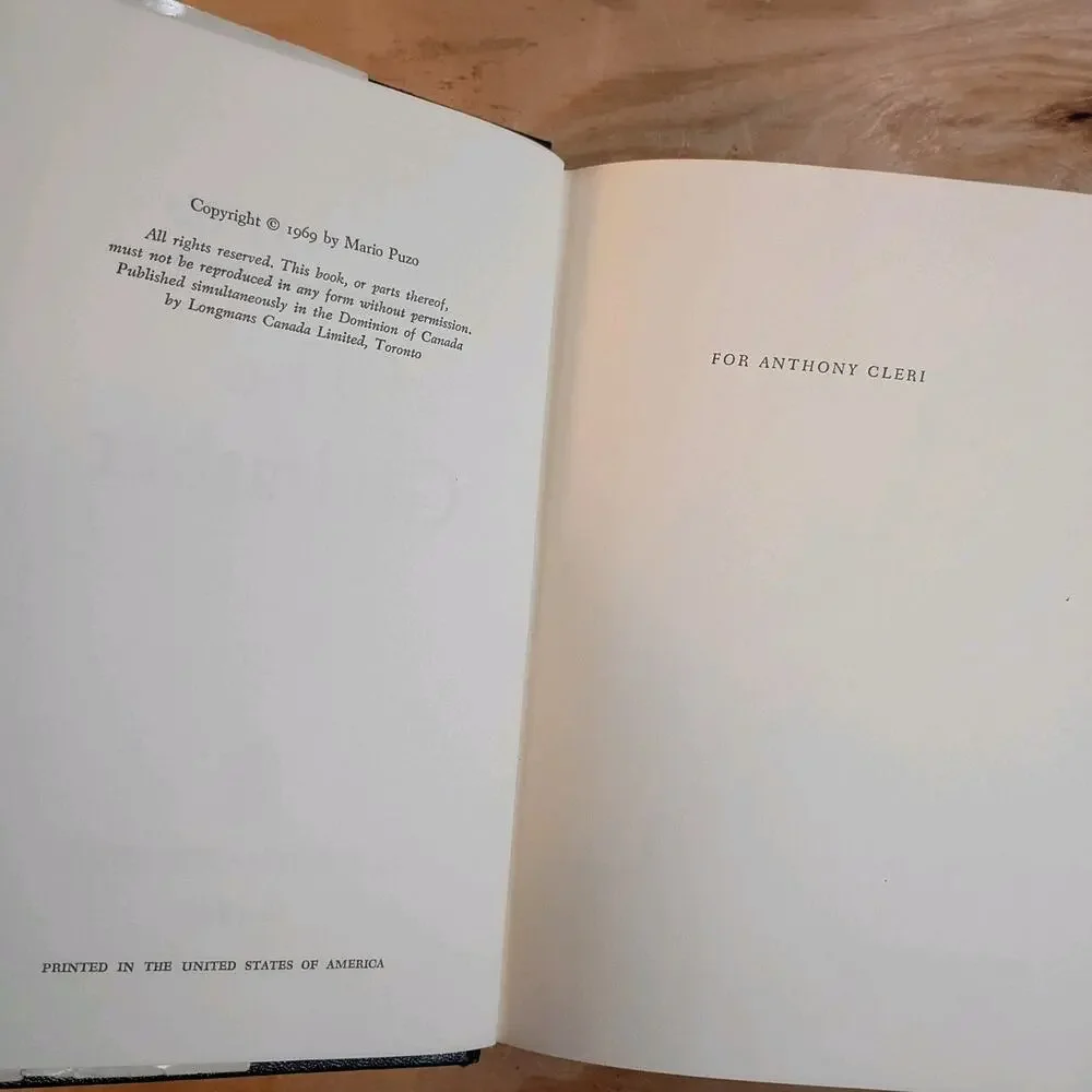 The Godfather by Mario Puzo 1969 Hardcover DJ Book Club Edition Putnam